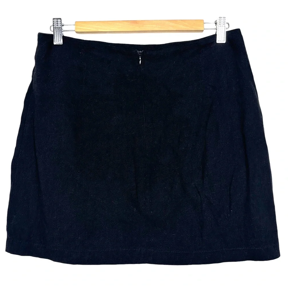 Umgee Floral Embroidered Linen Blend Boho Casual Pencil Mini Skirt Black M - Picture 8 of 13